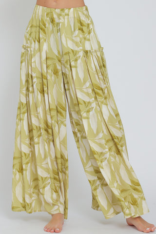 Light Green/Multi Elastic Waisted Long Pants