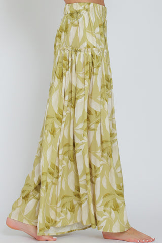 Light Green/Multi Elastic Waisted Long Pants