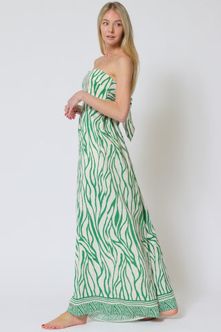 Ivory/Green Tube Tie Back Jumpsuit