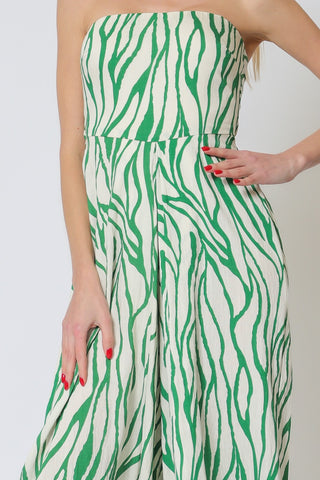 Ivory/Green Tube Tie Back Jumpsuit