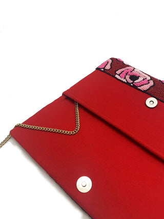 Roses Red Beaded Clutch Bag