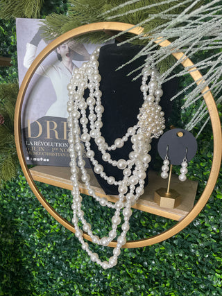 Pearl Multi Strand Necklace Set