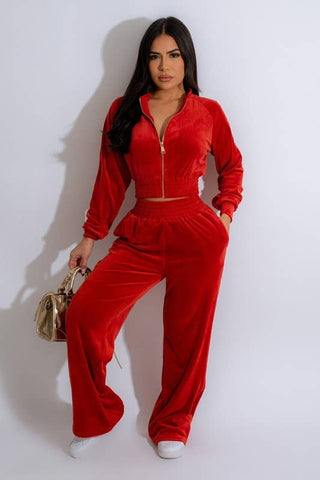 Velour Bomber Jacket & Pants Set