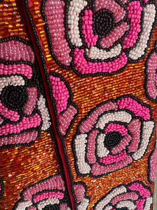 Roses Red Beaded Clutch Bag