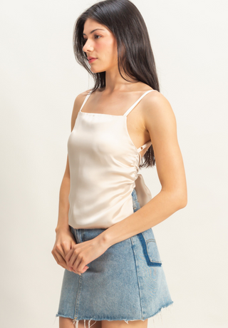 Cream Tie Back Top