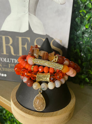 Orange/Gold Bracelet Stack