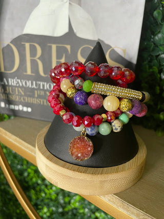 Red/Multi Bracelet Stack