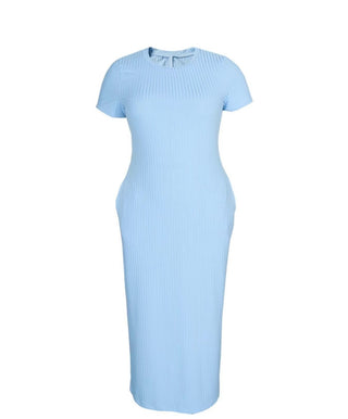 Round Neck Bodycon Pocket Dress