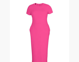 Round Neck Bodycon Pocket Dress