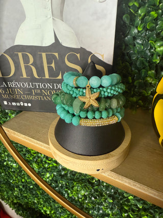 Teal Seastar Bracelet Stack