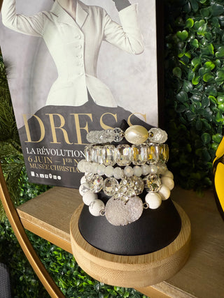 White/Silver Bracelet Stack