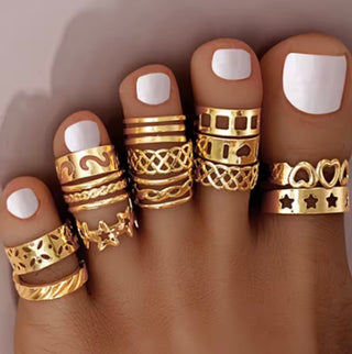 Gold Toe Rings Set ~ 13 Pieces
