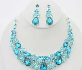 Silver Aqua Necklace Set