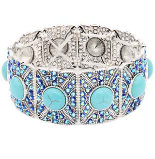 SILVER TURQUOISE STRETCH BRACELET