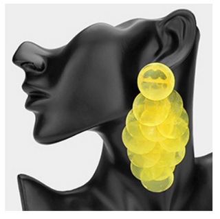 Oversized Transparent Colored Resin Disc Layered Chandelier Earrings