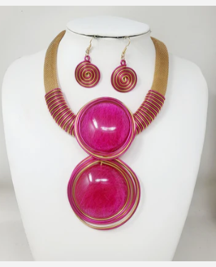 GOLD FUCHSIA NECKLACE SET