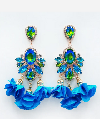 MULTICOLOR STONE FABRIC EARRINGS