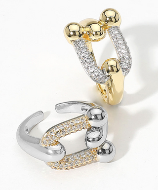 CZ STONE PAVED ADJUSTABLE RING