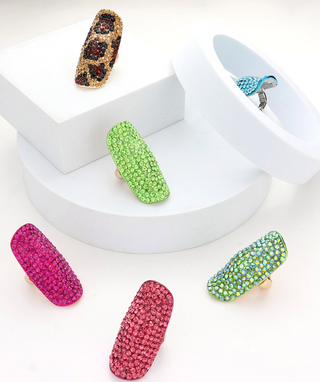 Crystal Rhinestone Pave Stretch Cocktail Ring