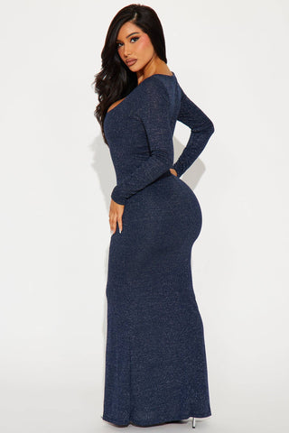 SQUARE NECK LUREX JERSEY MAXI DRESS