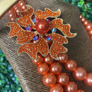 ORANGE PEARL NECKLACE SET