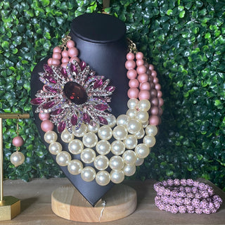 PINK PEARL NECKLACE SET